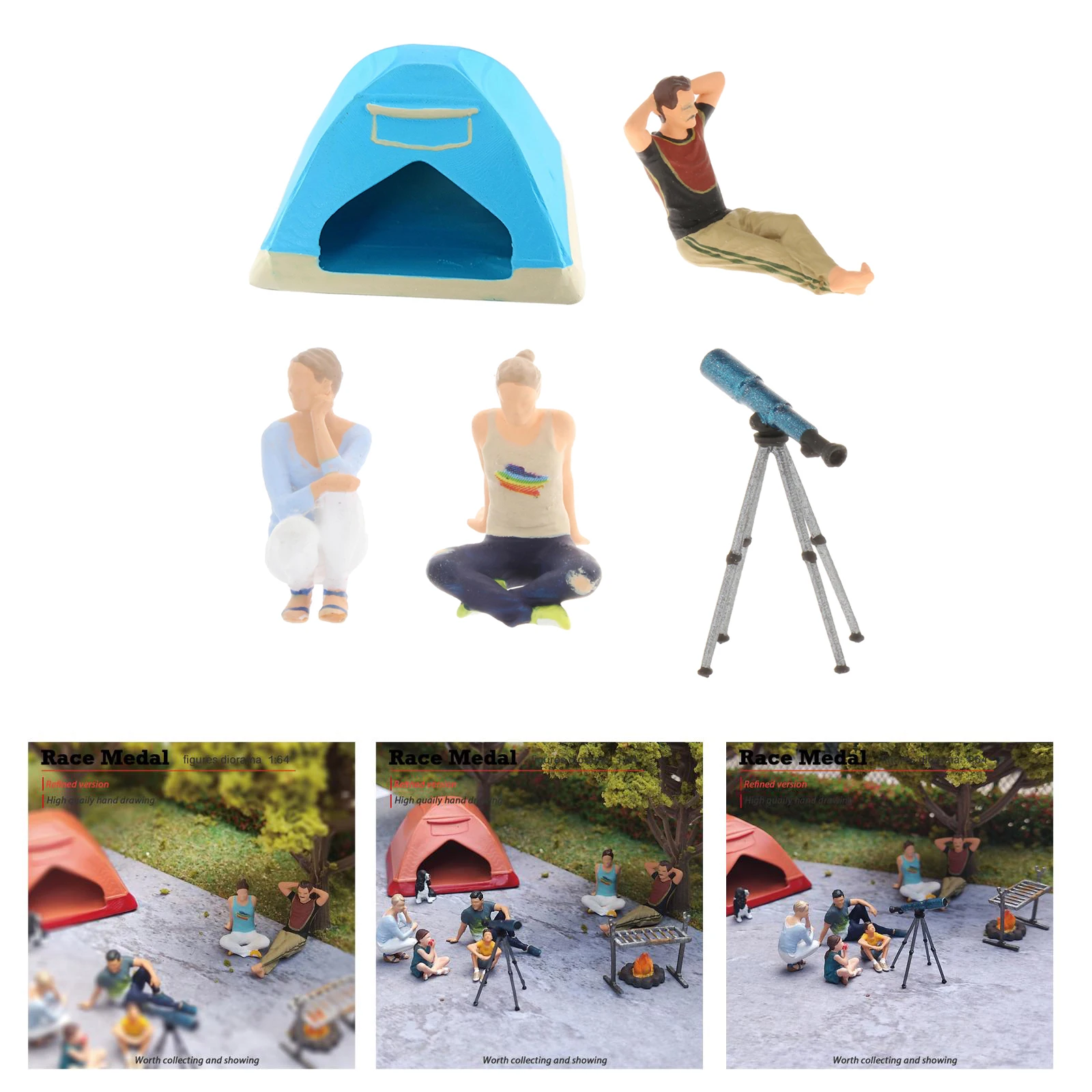 

1/64 Figure Doll Camping Barbecue BBQ Scenes Trains People Toys Collectibles