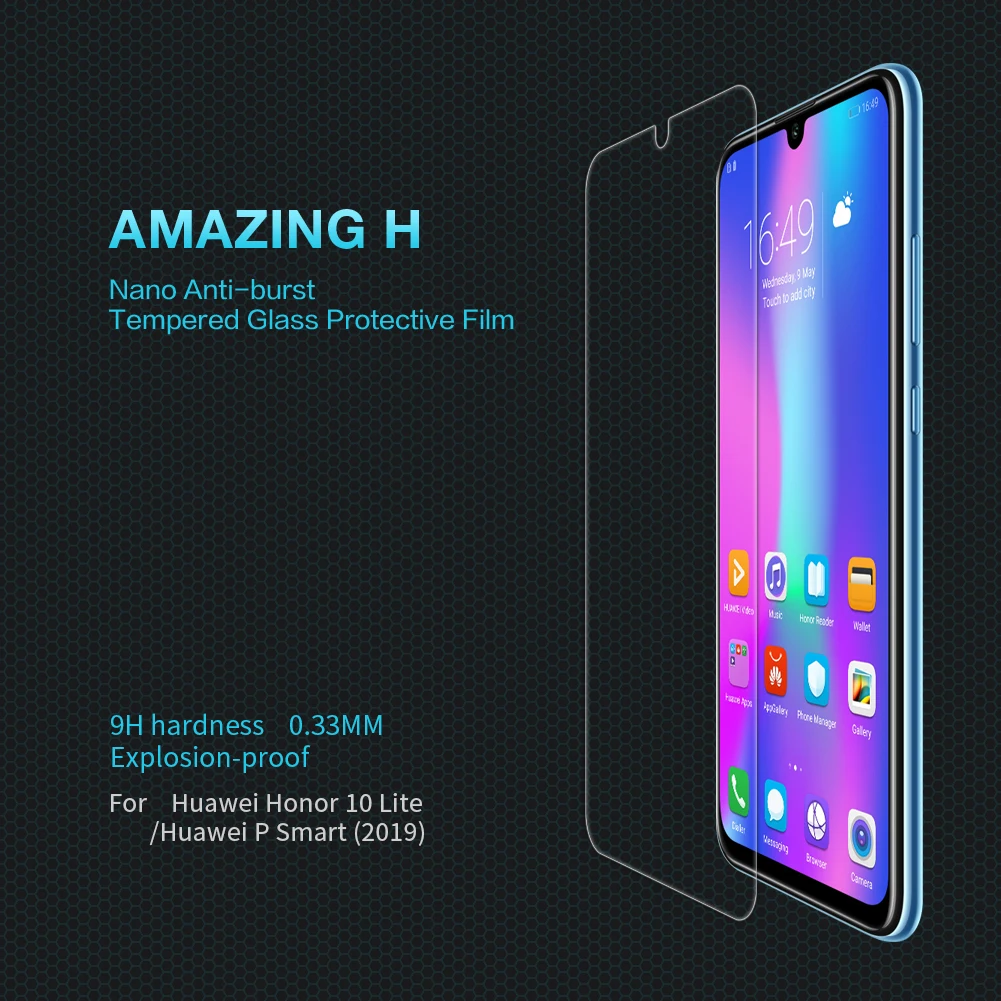 Huawei Honor 10 облегченное Закаленное стекло протектор экрана Nillkin 9H жесткий прозрачный защитное стекло на huawei P Smart Nilkin