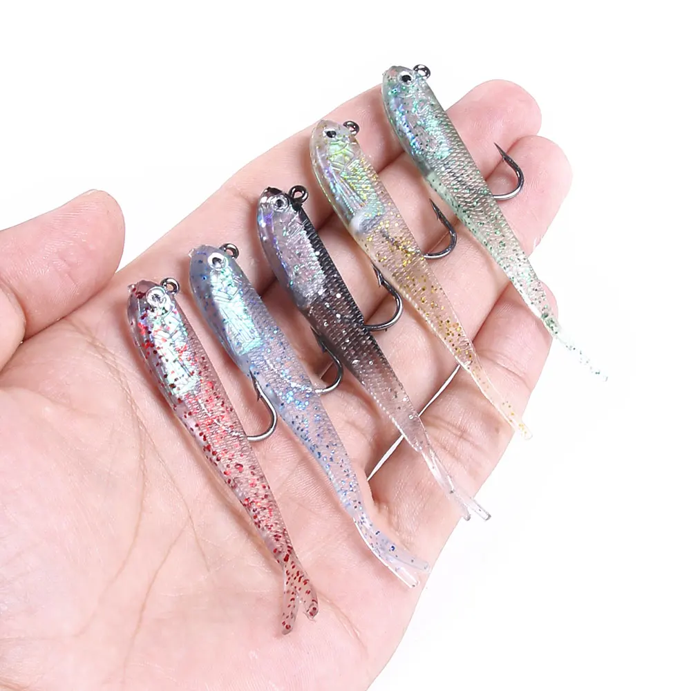 

5pcs 7.5cm 5g Soft Lure Wobblers Artificial Bait Silicone Fishing Lure Sea Bass Carp Fishing Lead Spoon Jig Lures Tackle