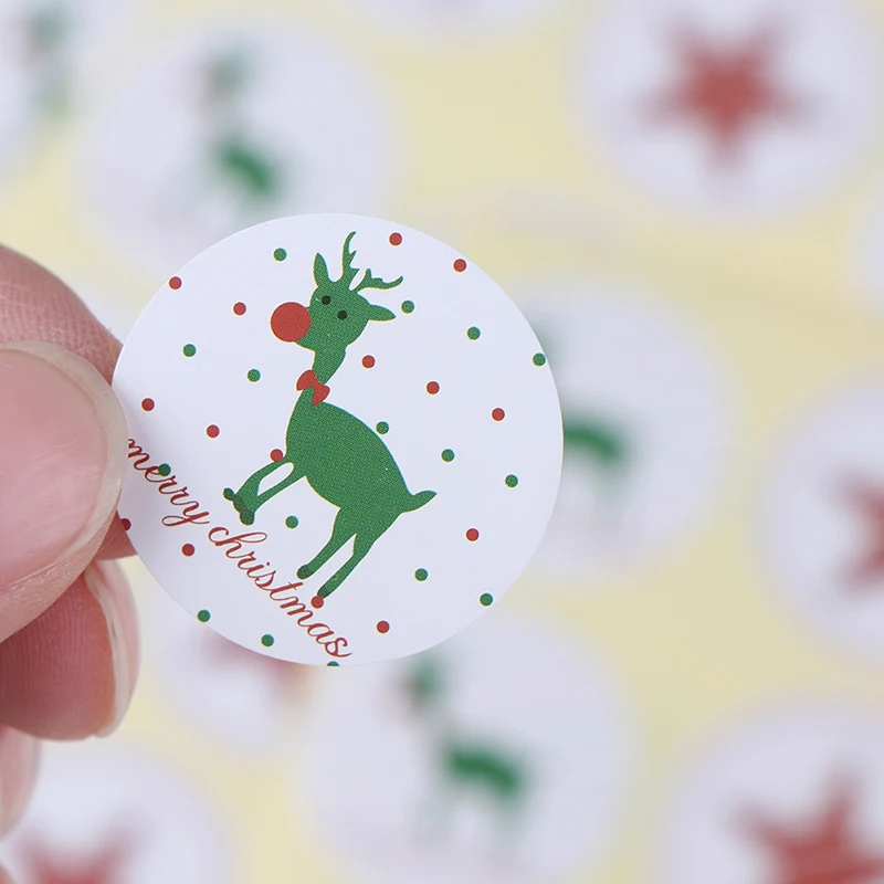 

120pcs Christmas Sticker Elk Christmas Tree Deer Star Design Paper Label Baking Gift Sticker Merry Christmas Stationery Stickers