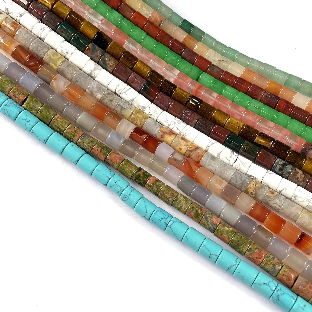

Natural stone Column shape agates Beaded semi-finished Loose Spacer Beads For jewelry making DIY bracelet necklace accessories