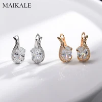 maikale womens temperament zirconia stud earring gold silver color round cz earrings wedding party jewelry cute gifts for girls