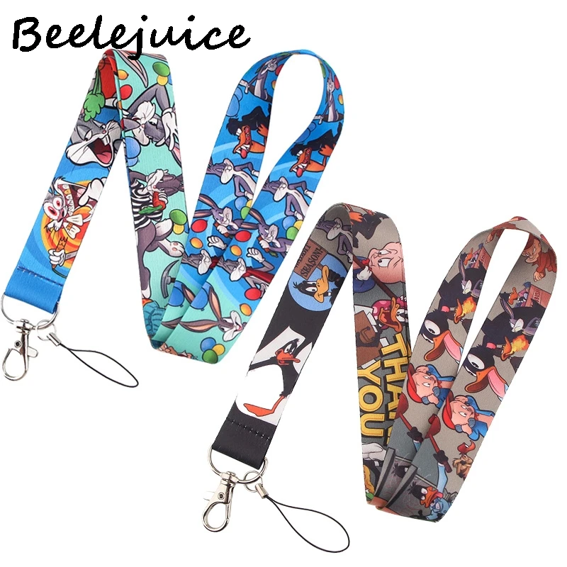 

Bugs Bunny Rabbit Lanyard Keys Phone Holder Funny Neck Strap With Keyring ID Card DIY Animal webbings ribbons Hang Rope Gifts
