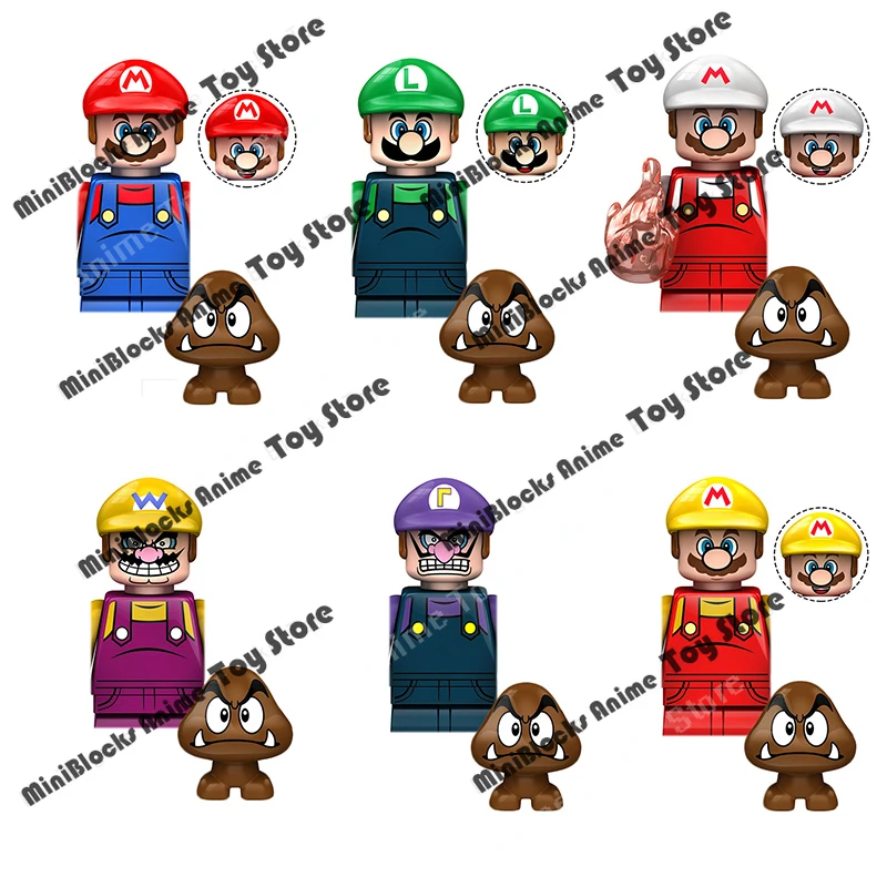 

1pcs Super Mario bros Luigi Yoshi mushroom assemble mini Model Dolls plastic action toy figure cartoon dolls kids birthday gifts