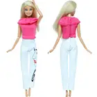 Модная спортивная одежда, повседневная одежда, розовая футболка, белые брюки, аксессуары, одежда для куклы Барби, маленькая девочка, домашняя игрушка сделай сам