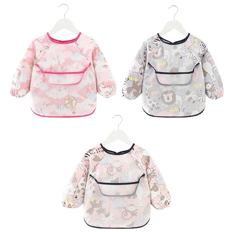 

Boy Girl Kid Apron Bibs Waterproof DIY Baking Painting Kitchen Feeding Aprons Children Pinafore Burp with Pocket Toddler Daidles