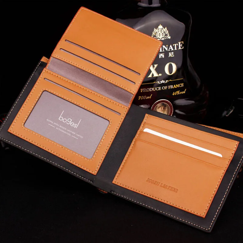 Классические однотонные кожаные мужские кошельки кошелек для мужчин в полоску