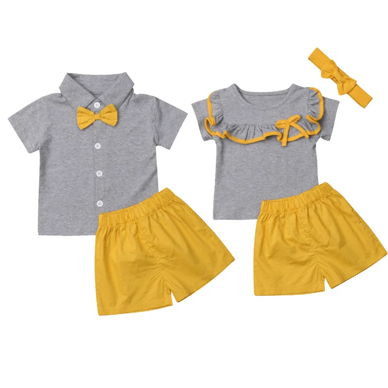 Ropa para bebés gemelos, pantalones cortos de algodón con camiseta, conjunto de traje informal para niñas de 3 meses y 6 años, moda de verano, 2 piezas