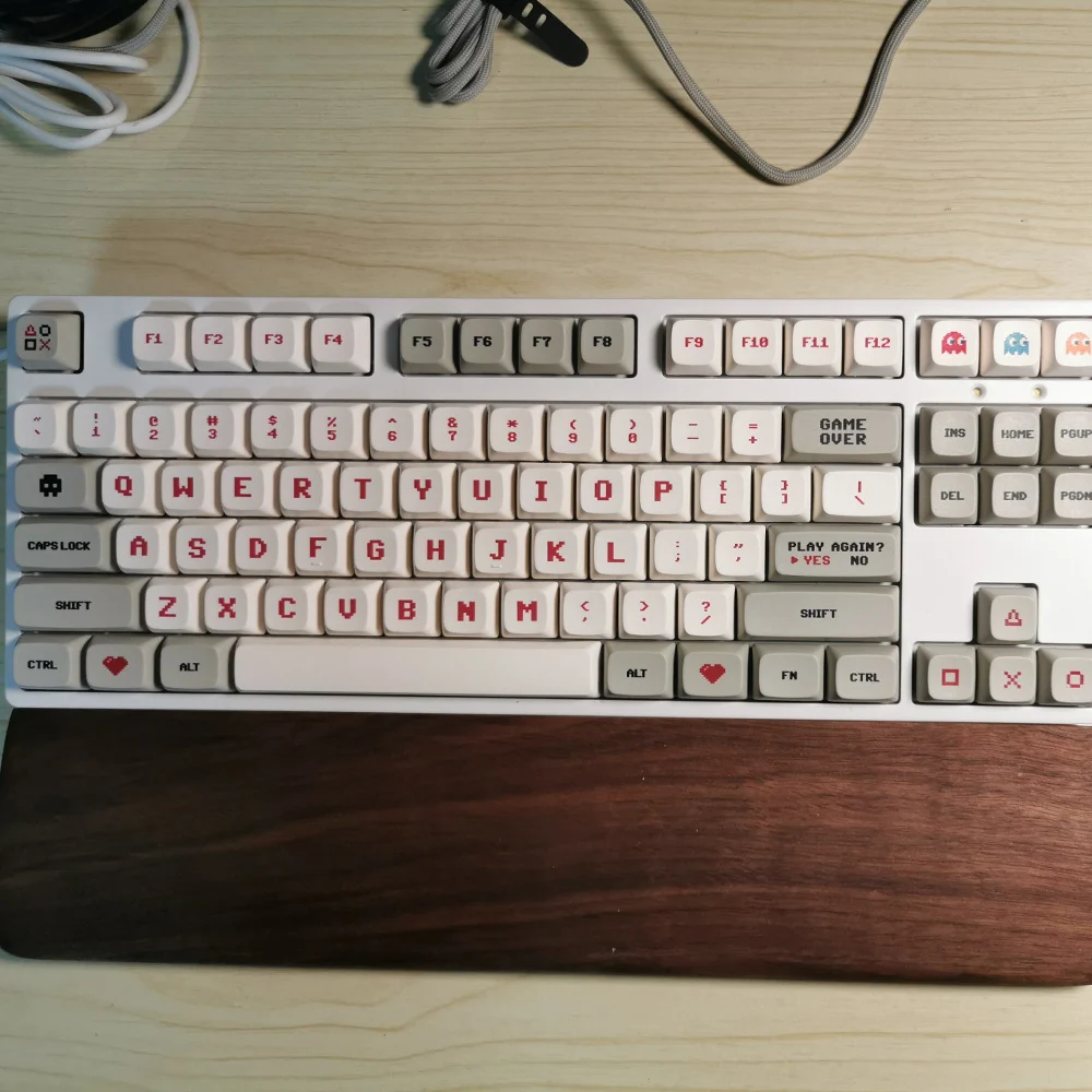 Механическая игровая клавиатура в стиле аркадных игр цвет белый/серый с
