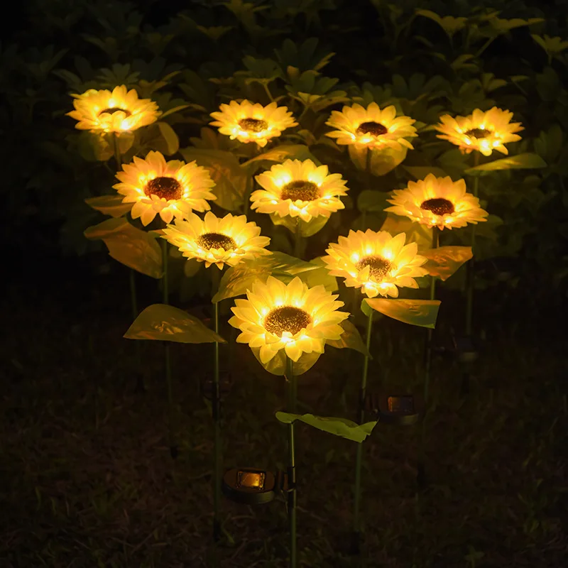 

New Sloar Led Sunflower Light Outdoor Waterproof Landscape Lawn Lamps Christmas Flowers Lights for Courtyard Garden Decoration