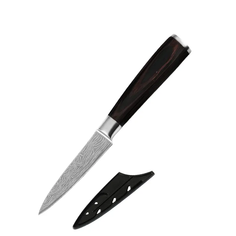 3.5 inch Fruit Knife Набор ножей из нержавеющей стали Santoku 8 дюймов поварские ножи с ножками дамасский узор Кухонные гаджеты Инструменты Посуда Ножи держатель - Цвет: 3.5 inch Fruit Knife