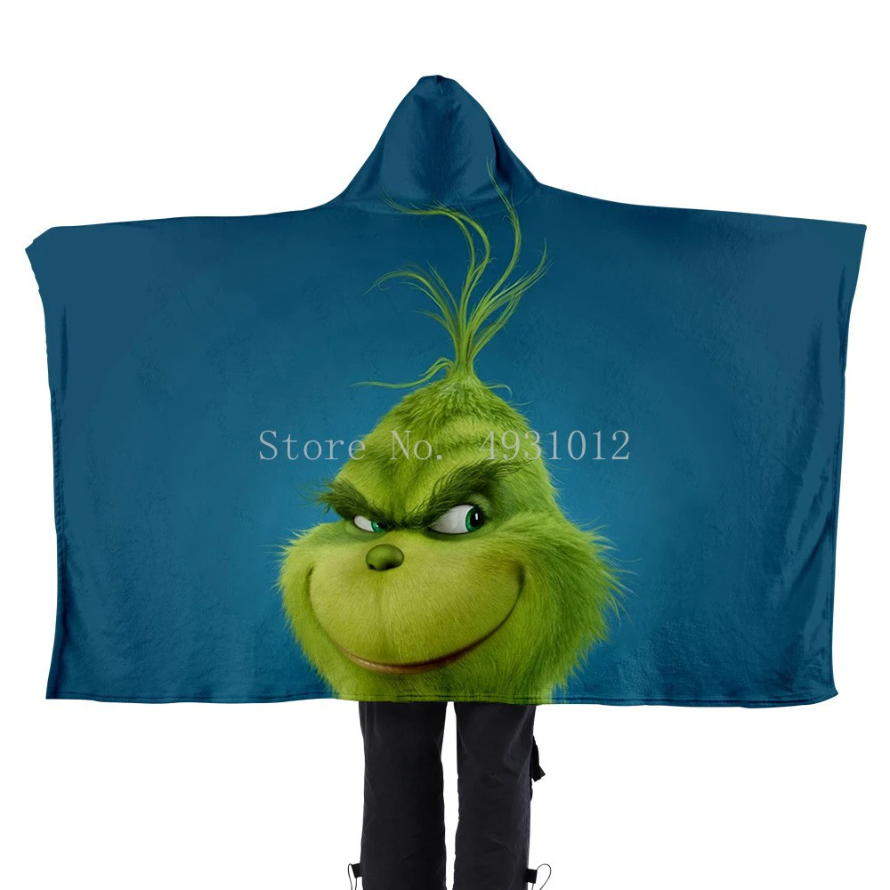 

Merry Christmas Flannel Blanket 3D Print Green Hair Monster Throws Hooded Blanket Office Nap Quilt Air Conditioning Blanket