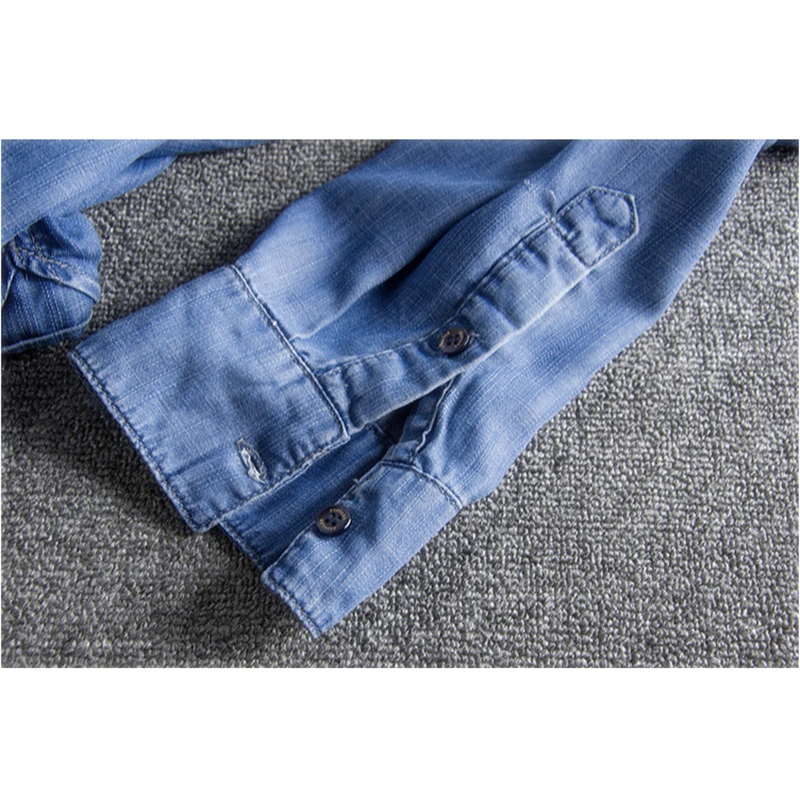 

Japanese Harajuku Distressed Blue Denim Jeans Shirt for Men Urban Boys Streetwear Hip Hop Vintage Blue Jean Shirts Plus Size