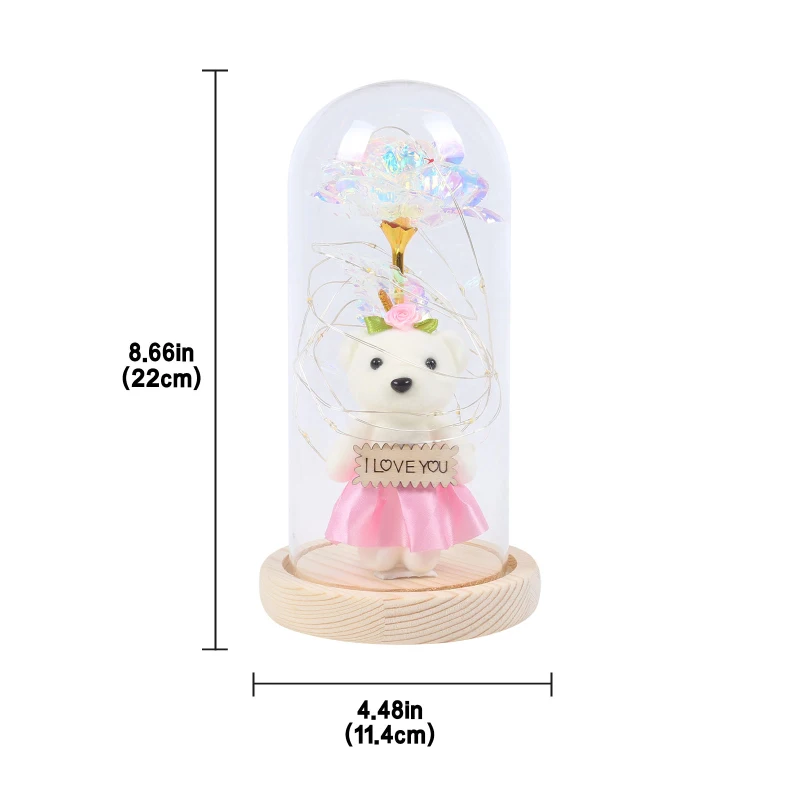 

Bear Rose Lantern Night Light Artificial Flower Lantern Gift Box Exquisite Novelty Household Decoration Valentine's Day Gift