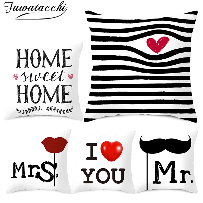 

Чехол для подушки Fuwatacchi Mr и Mrs, подарок на день Святого Валентина, искусственная декоративная наволочка для дома, дивана