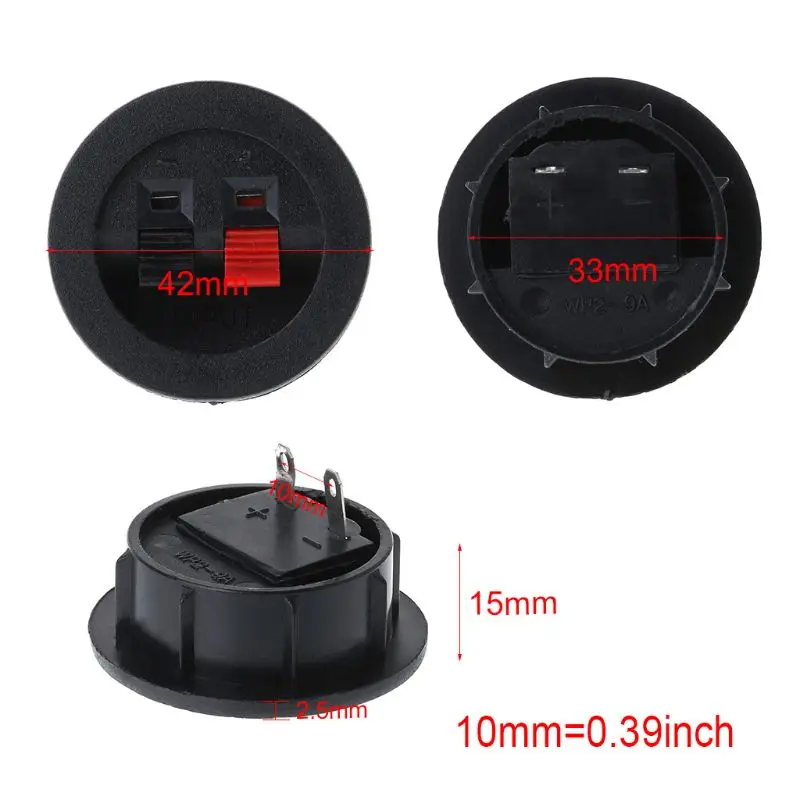

2PCS Speaker Terminal Board Plate Round 2 Way Spring Clip Binding Spring Post Cup Push Type