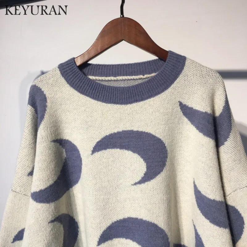 Женский жаккардовый пуловер с длинным рукавом теплый вязаный свободный свитер в