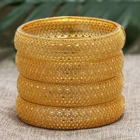 top national style gold color bangles for women 24k gold filled gold woman wedding bracelet 1 4pcs