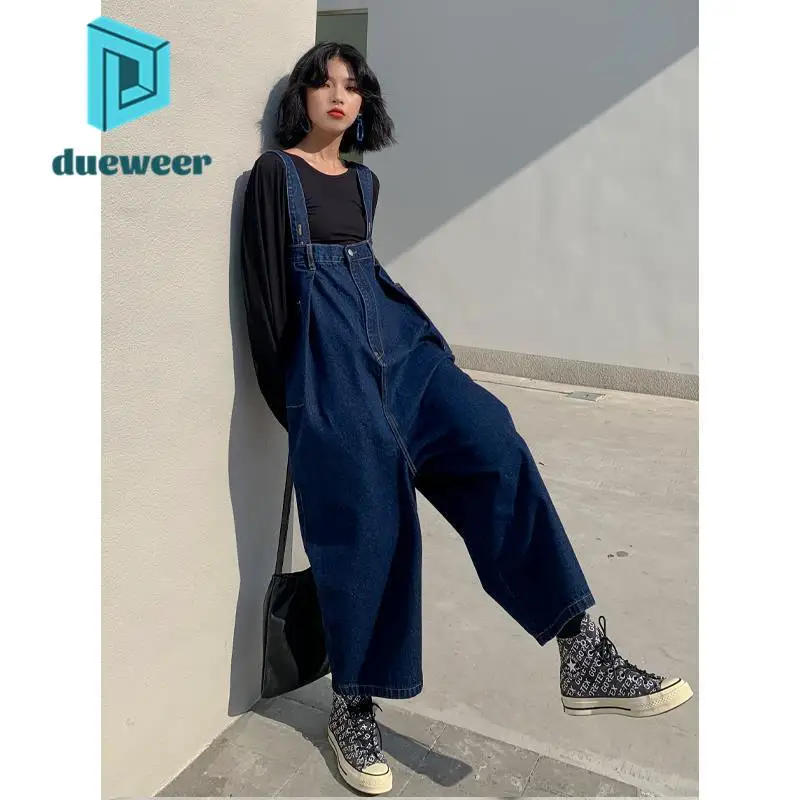 

DUEWEER Denim Jumpsuits Women Romper Overall Onesie Wide Leg Jeans Playsuit Streetwear 2022 Women Clothing One Piece Outfit