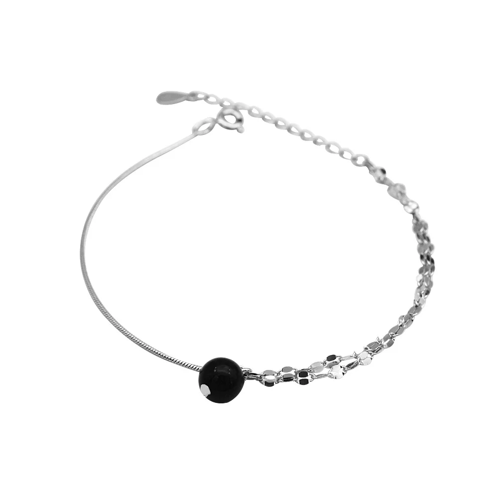 

Black Onyx Real 925 Sterling Silver Bracelets For Women Snake Bone Chain Fashion Fine Jewelry Bracelets & Bangles Flyleaf