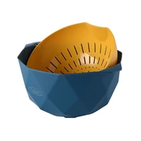multifunctional drain basket rotary hollow vegetable rice basket with handle double layer cleaning fruit plate vegetable basin