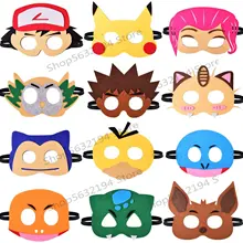 12pcs Pikachu Pokemon GO Halloween Felt Masks For Kids cosplay party mask decoration supplies Accessories for Children XMAS gift