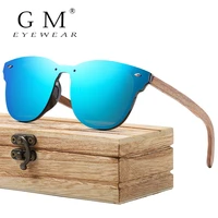 gm polarized rimless walnut wooden frame sunglasses men women bamboo mirror flat lens driving uv400 eyewear