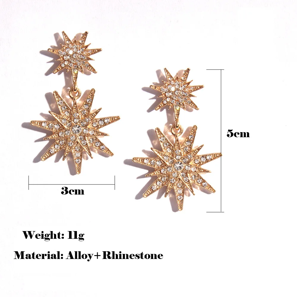 Женские корейские серьги в стиле бохо с золотыми цветами и звездами эффектные