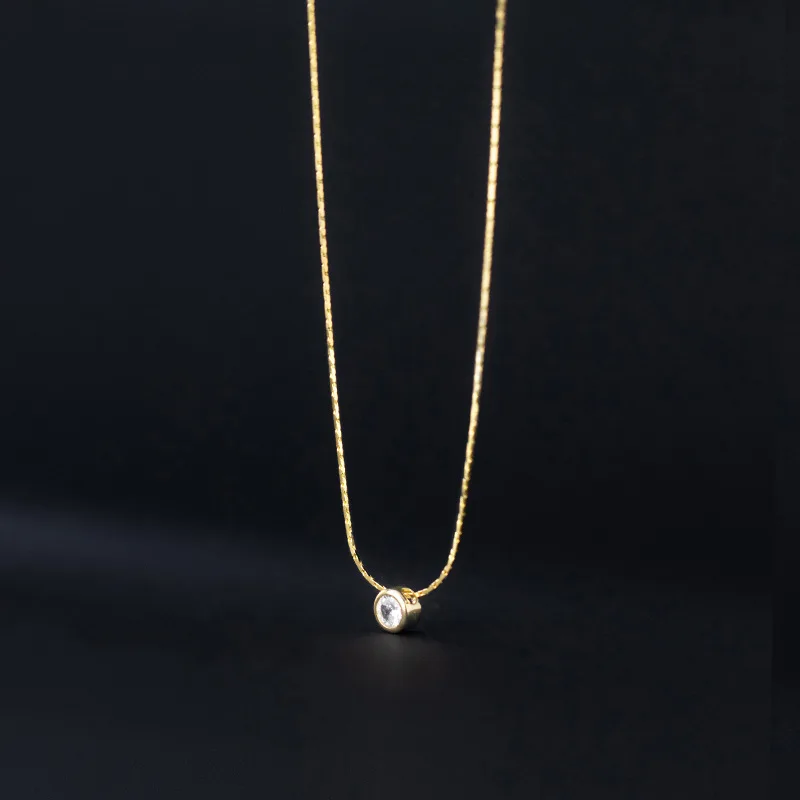 

5mm real. 925 Sterling Silver CZ 4A+ Solitaire Necklace Snakebone Chain Pendant wholesale C-D8726