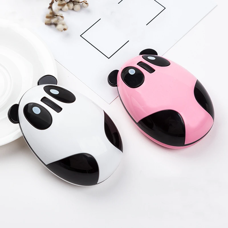 

Silent Wireless Rechargeable Mouse Optical Ergonomic Computer Mice Cute Panda Shape Pink USB Mice For Girl Kid Laptop PC Macbook