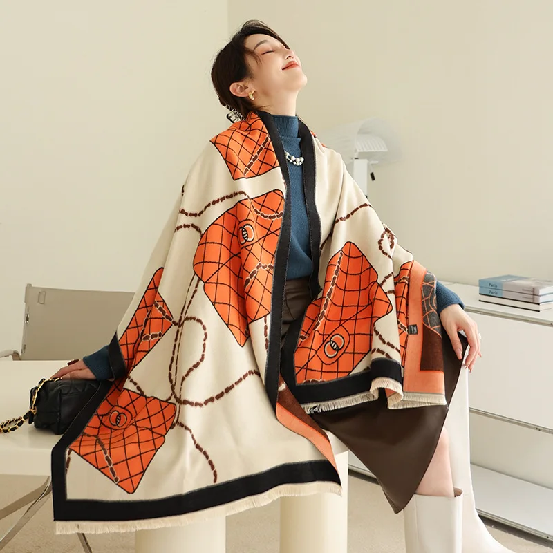 

Warm Winter Scarf Cashmere Women Pashmina Design Print Shawls Wrap Female Blanket Soft Fashion Luxury Foulard Bandana Scarves