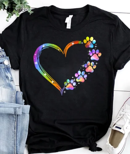 

Heart Dog Paw Dog Lover Men Women T Shirt Cotton S-5XL Black hiking shirts women