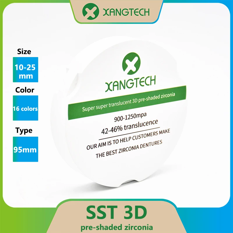 

XANGTECH Dental Lab SST 3D Multilayer Zirconia Block 95*(10-25mm) for Cad Cam System