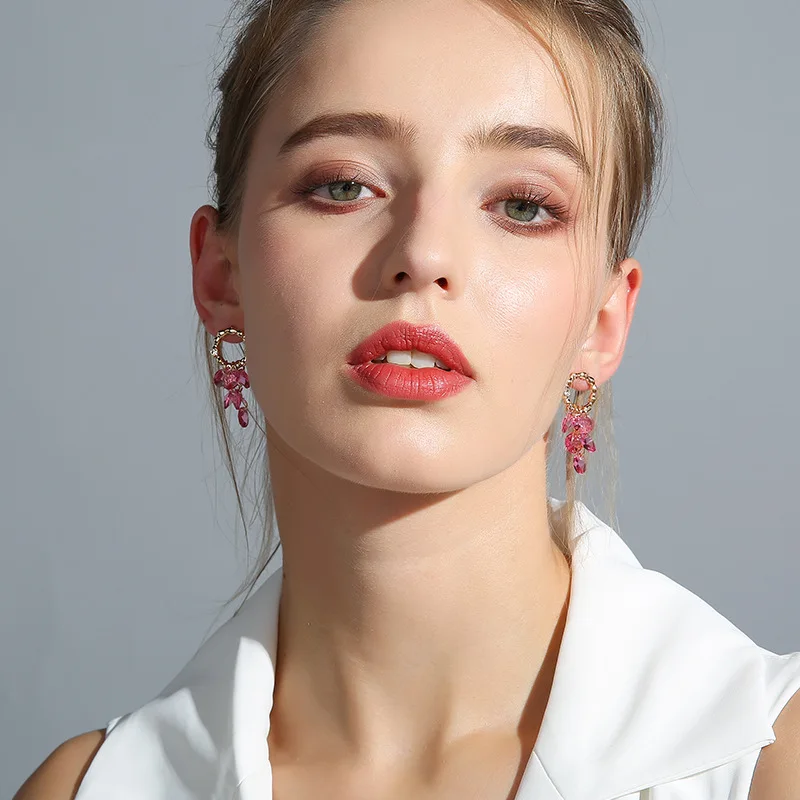 Серьги кольца женские гипоаллергенные с кристаллами|Серьги-подвески| |