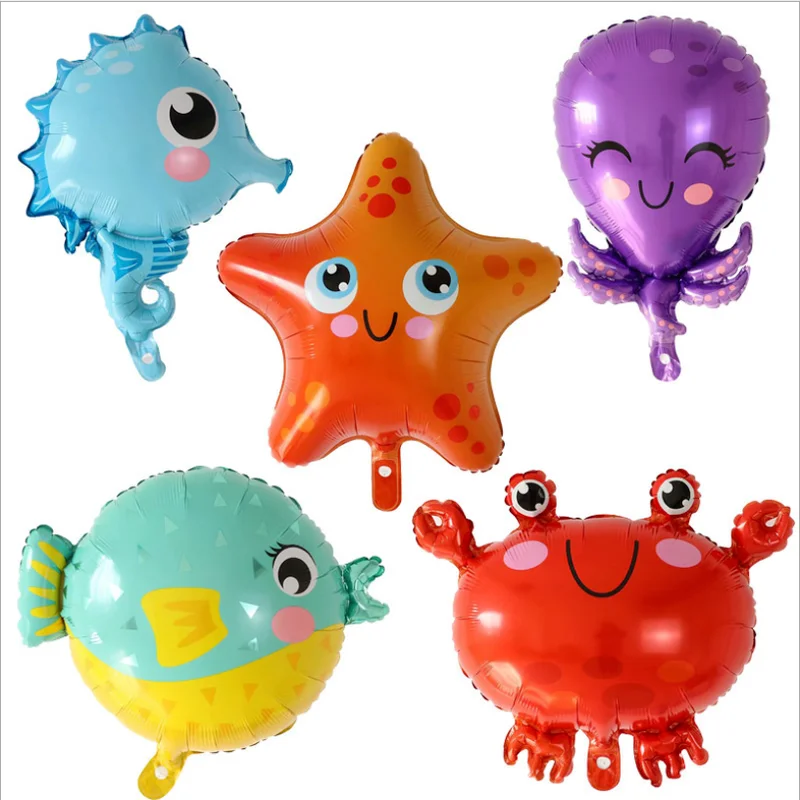 

5pcs Under Sea Animal Cute Fish Balloon Crab/Starfish/Octopus Balloons Sea Party Theme Kid Birthday Decor Baby Shower Supplies