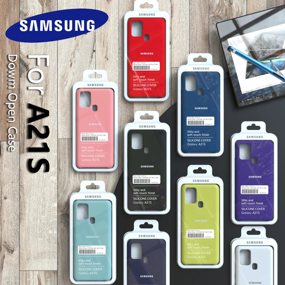 Оригинальный официальный оригинальный чехол из жидкого силикона для Samsung A21S