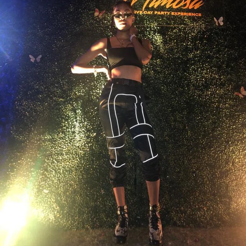 Брюки карго Женские Светоотражающие повседневные штаны султанки популярный