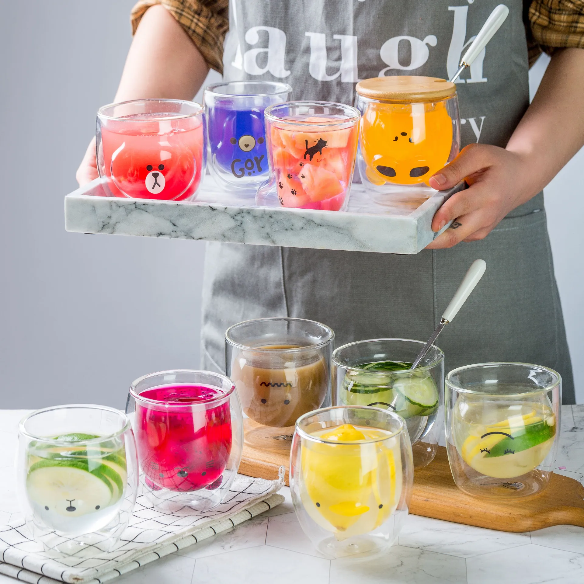 Стеклянные кружки с милым медведем двухслойная стеклянная чашка для молока