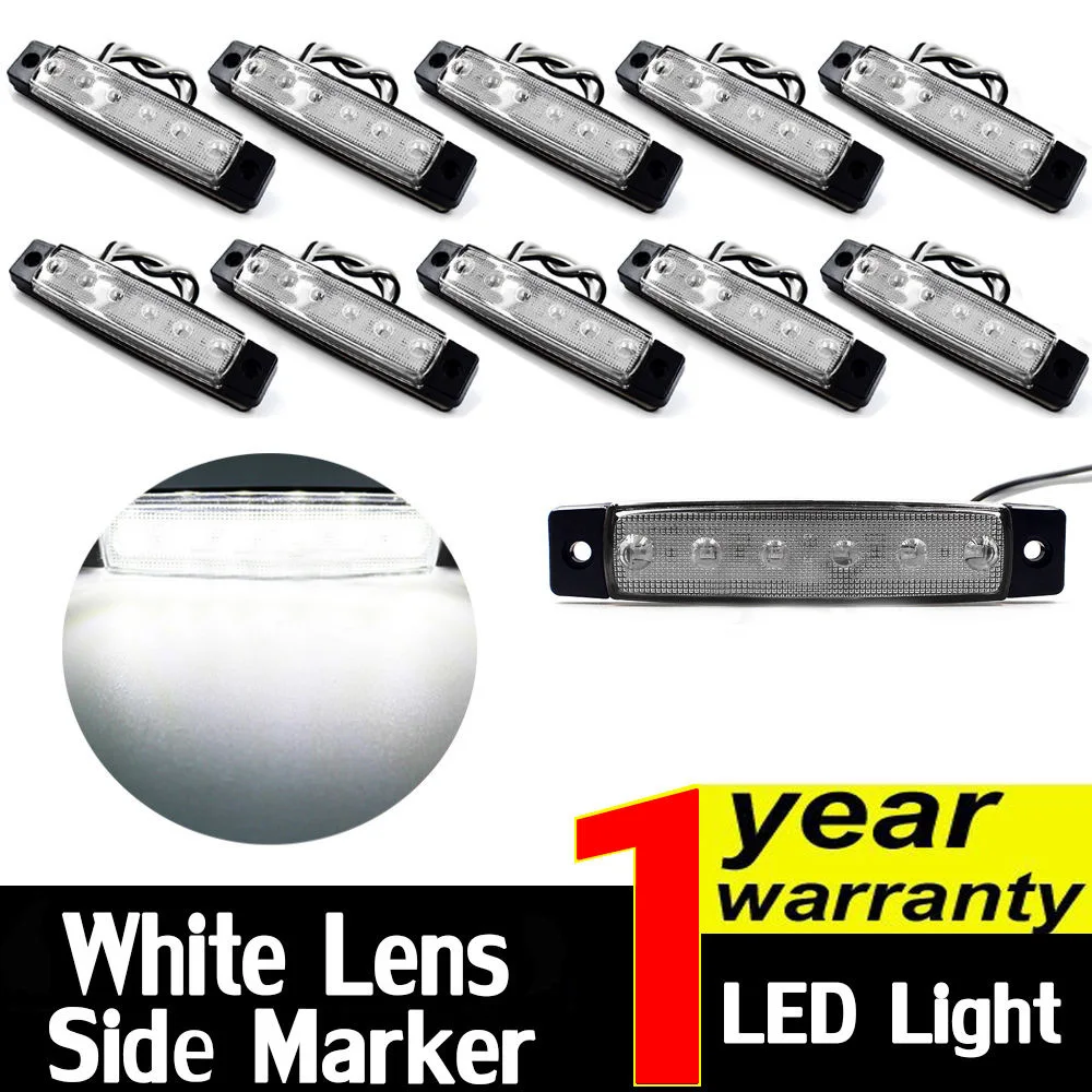 

ZTZPIE 10pcs 24V 6 LED Car Truck Side Marker Lights Car External Lights Signal Indicator Lamp Warning Tail Light 6 Colours