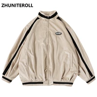 harajuku vintage basebal jacket coat embroidery striped windbreaker jacket hip hop men track jacket coat streetwear clothing