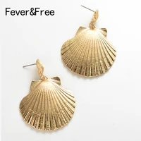 high quality bohemian simulated sea shell earrings for women gold color drop earrings ladies summer beach fashion jewellery