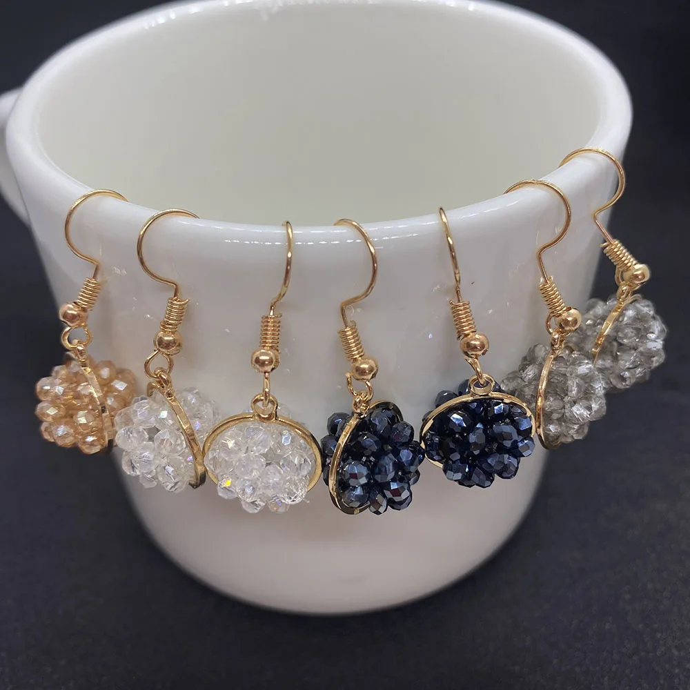 

Natural Crystal Earrings Crystal Round Lady Earrings Sweet Jewelry Winding Fashion Elegant Pendant DIY Accessories Glamour Lady