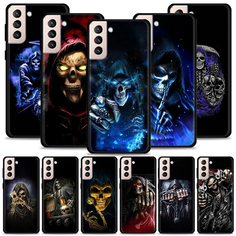 

Case For Samsung S21 S20 Ultra S10 Plus Lite S21 S20 FE 5G Galaxy S10e S9 S8 S7 Edge Silicone Shell Grim Reaper Skull Skeleton