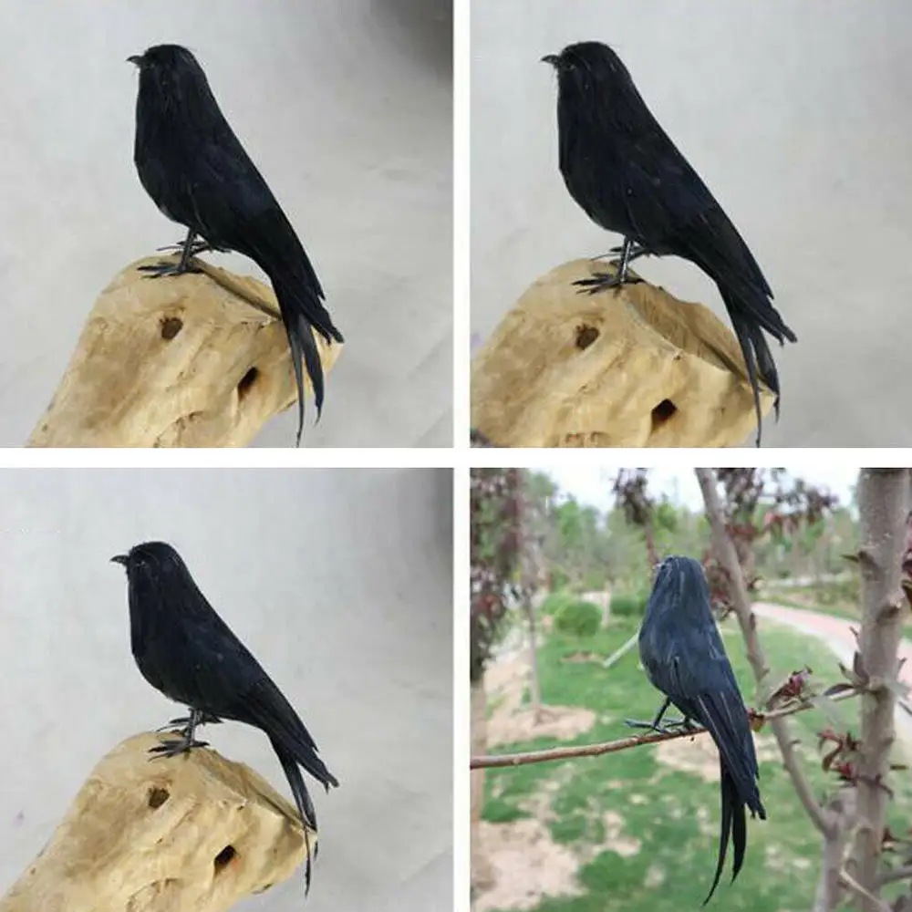 Черный мини имитация ворона реквизит для фильма искусственная Хэллоуин птица