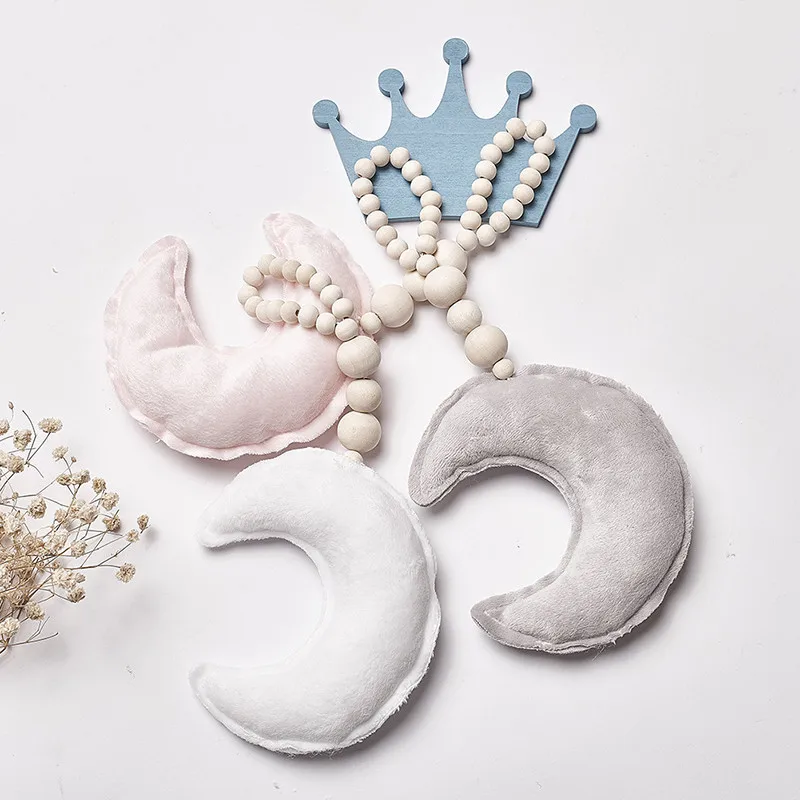 INS в скандинавском стиле деревянные бусины орнамент форме Луны украшение для