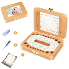 Деревянная детская фоторамка коробка для хранения лиственных зубов детская коллекция новорожденных зубов памятная форма для роста ТВ коробка для зубов