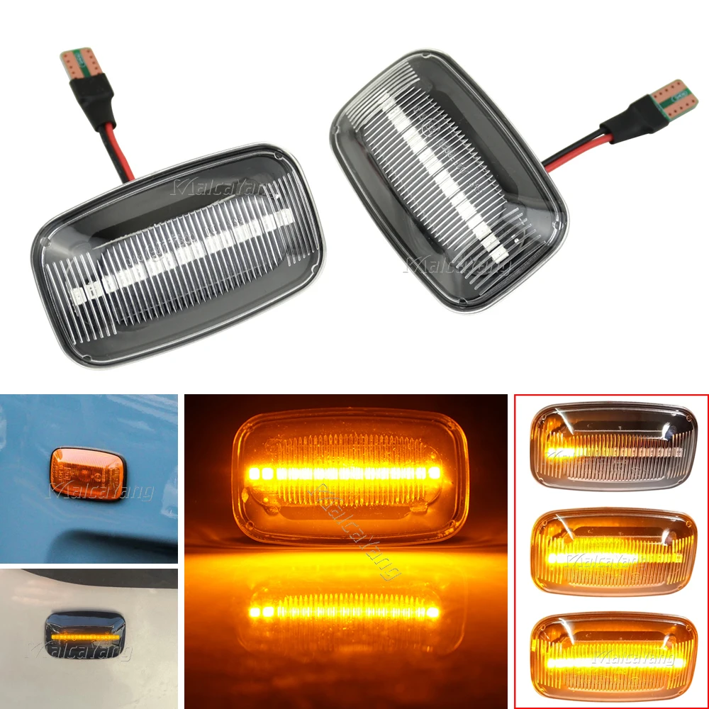 

2Pcs Dynamic Amber For Toyota Land Cruiser Landcruiser 70 80 100 Series LED Turn Signal Lights Blinker Indicator Lamps
