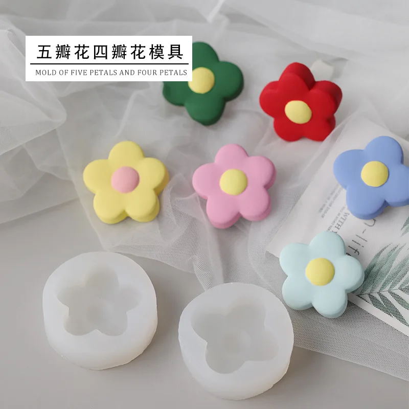 

Five petal flower silicone mold Four petal flower car aromatherapy plaster mold Plaster DIY material mold