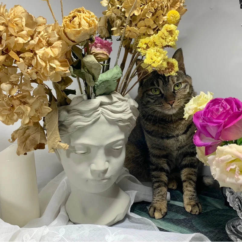 Big Goddess Venus Modern Creative Stlye Home Decoration Tabletop Vase Human Head Hand Painted Flower Arrangement Statue Gift