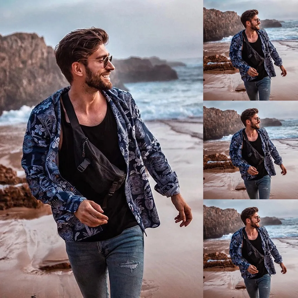 Мужская гавайская рубашка повседневная мужская модная Свободная с длинным